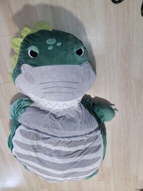 Giant Plush Dinosaur Floor Pillow - Green & Gray